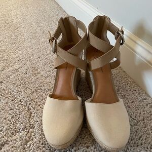 Time and Tru Tan and Cream Wedges